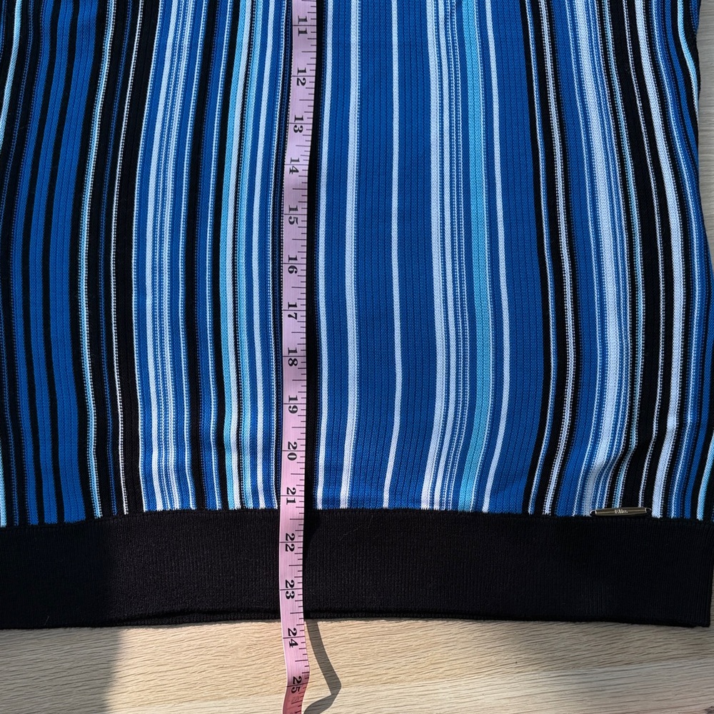 NWT! Elie Tahari Blue/Black Striped Knit Top - Picture 7 of 11